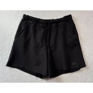 Victoria's Secret PINK Black Lounge Dad Shorts Women's Large LRG Fleece EUC